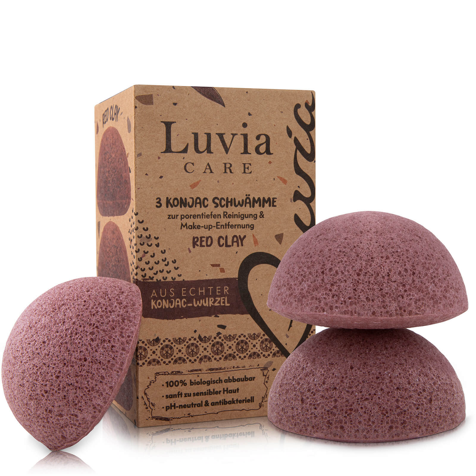 Set d'éponge Konjac Luvia - Argile rouge - Beauty & Clean